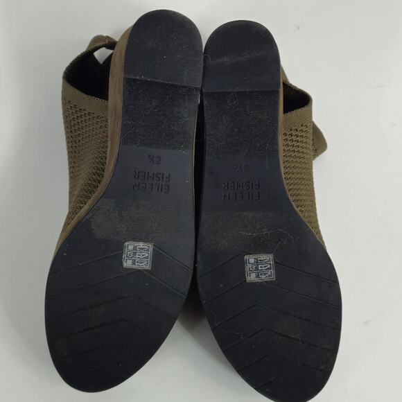 Eileen Fisher Warrick Brown Stretch Fly Knit Platform Wedge Sandals Size 8.5 - Picture 4 of 7